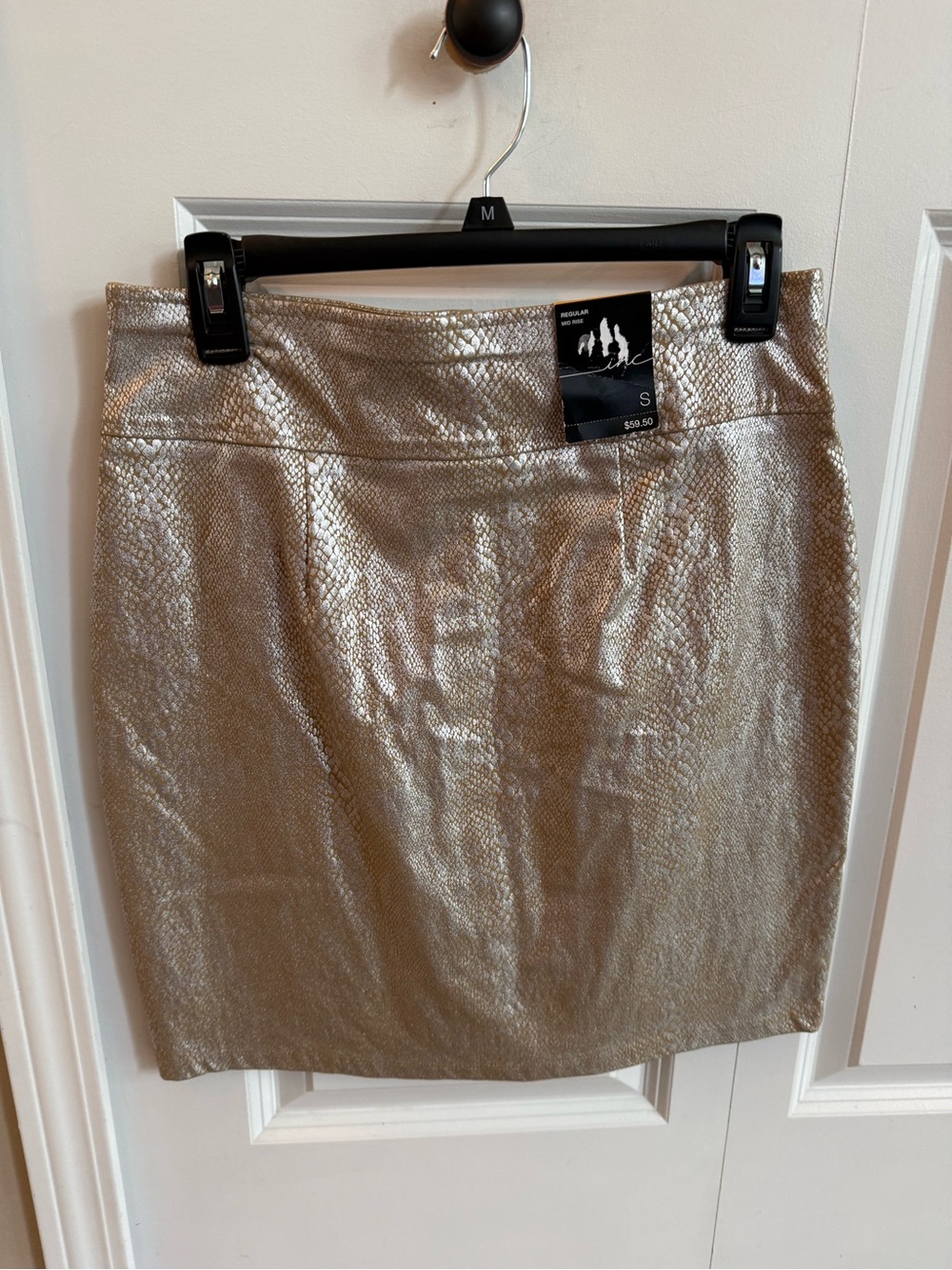 INC International Concepts Metallic Gold Pencil Skirt